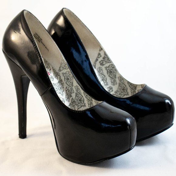Black Pleaser Bordello Teeze Platform Shoes Size 8 Patent - Picture 7 of 7
